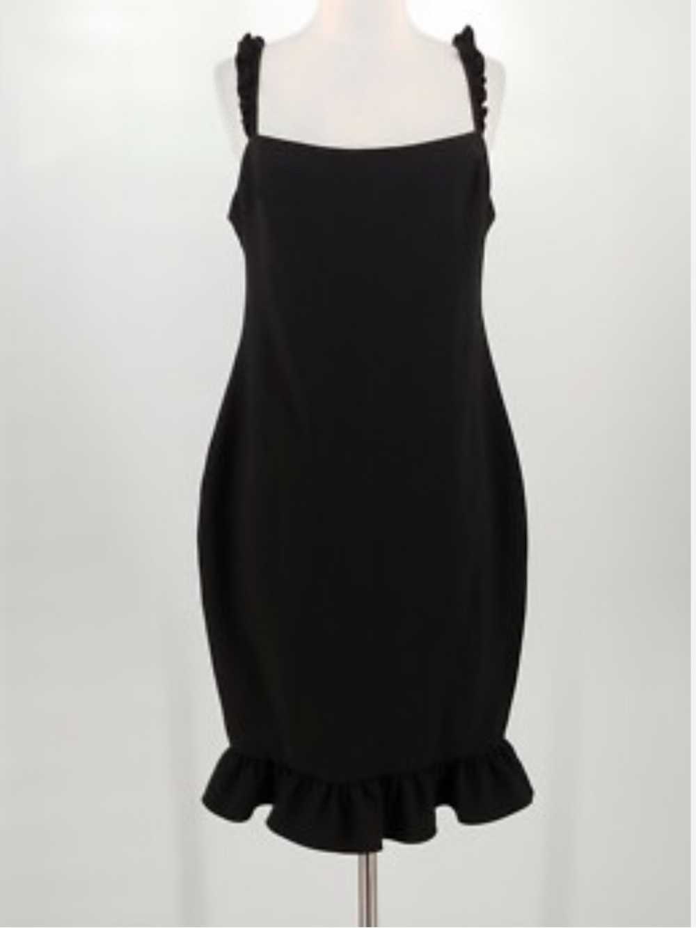 Likely Carmen Black Square-Neck Dress with Ruffled Hem | 8